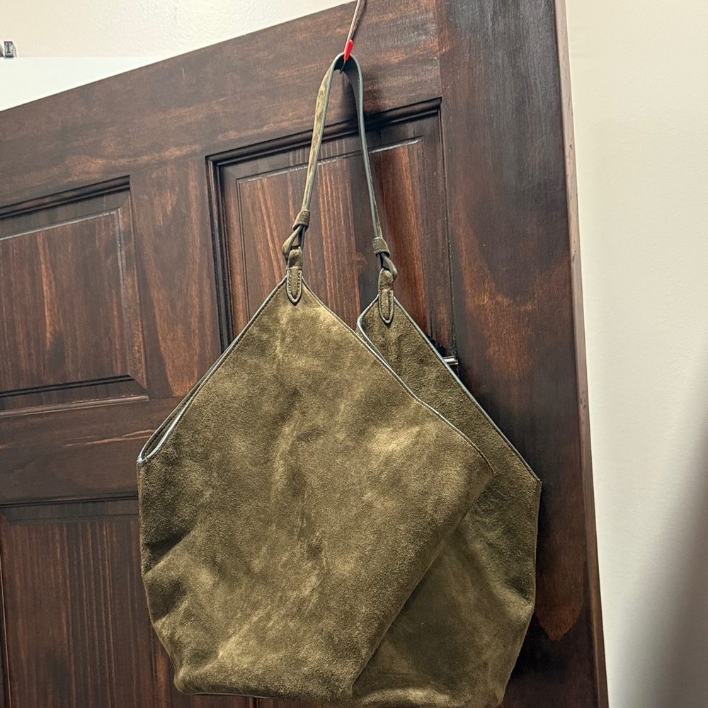 Elegant olive / dark green Suede Women's Bag